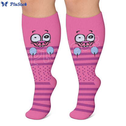 Plus Size Cartoon Animal Stripes Compression Socks - image 3