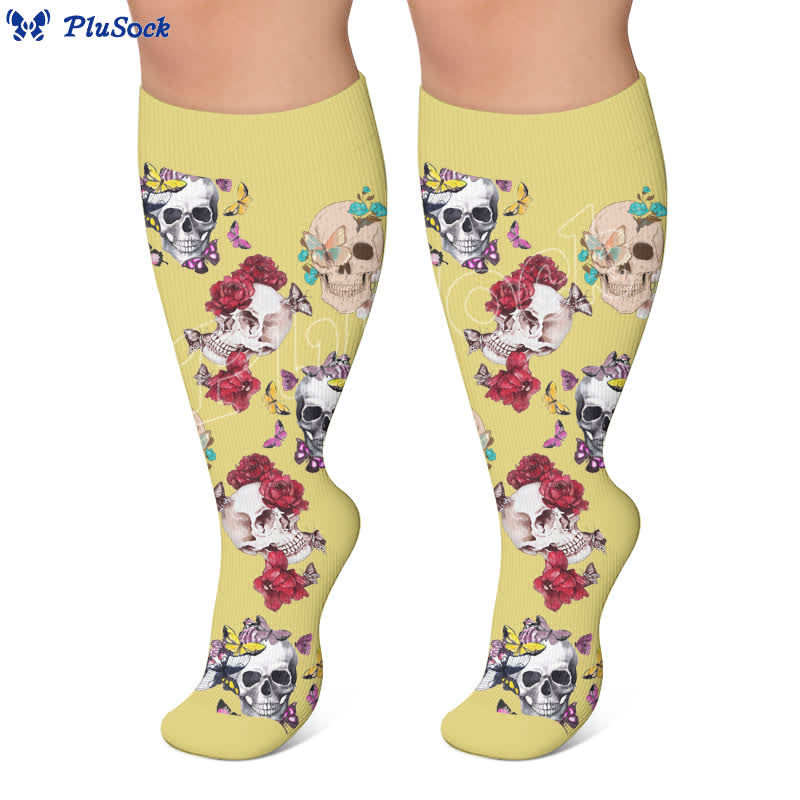 Plus Size Punk Butterfly Skull Compression Socks - image 3