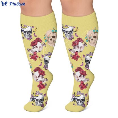 Plus Size Punk Butterfly Skull Compression Socks - image 3