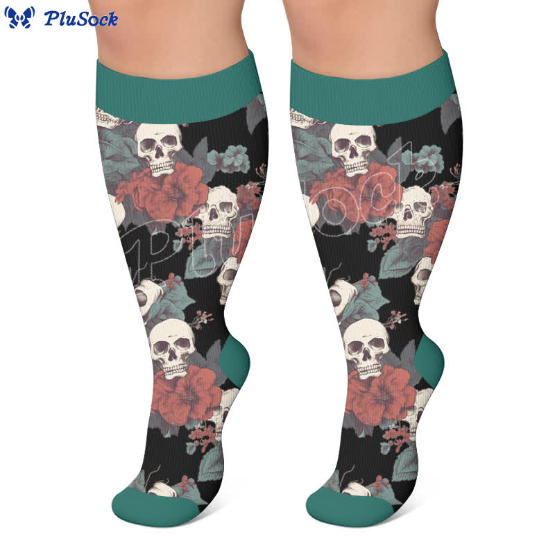 Plus Size Punk Butterfly Skull Compression Socks - image 4