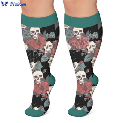 Plus Size Punk Butterfly Skull Compression Socks - image 4
