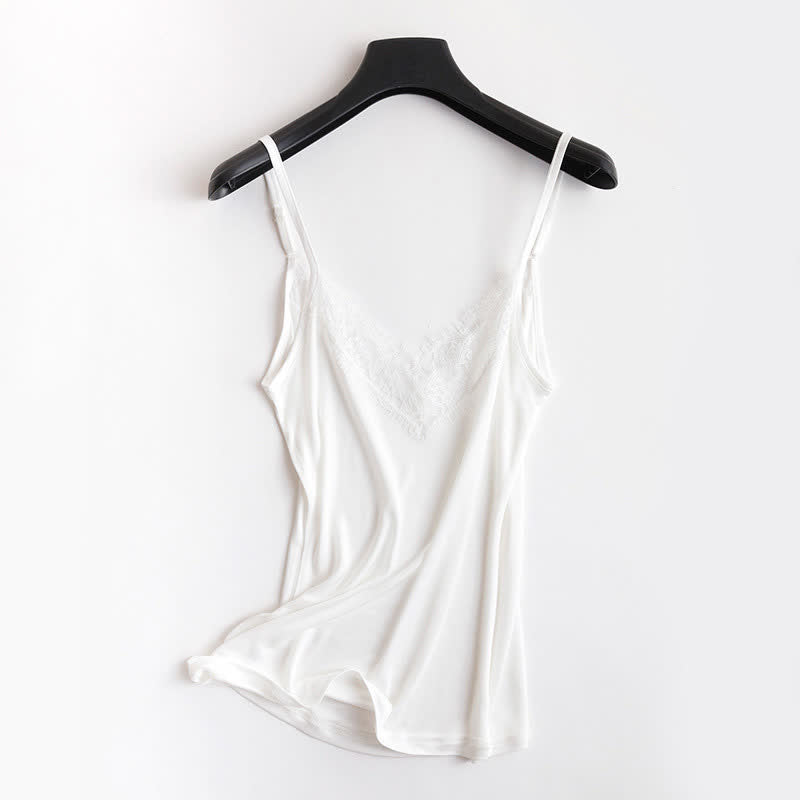 Plus Size Lace Silk Cooling Tank Top - White - XXL - image 11