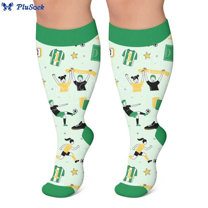 Plus Size Sport Soccer Print Compression Socks - image 7