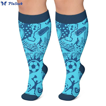 Plus Size Sport Soccer Print Compression Socks - image 5