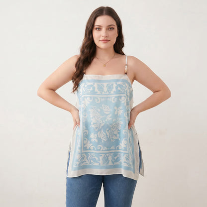 Plus Size Scarf Print Tank Top(2 Pieces) - image 2