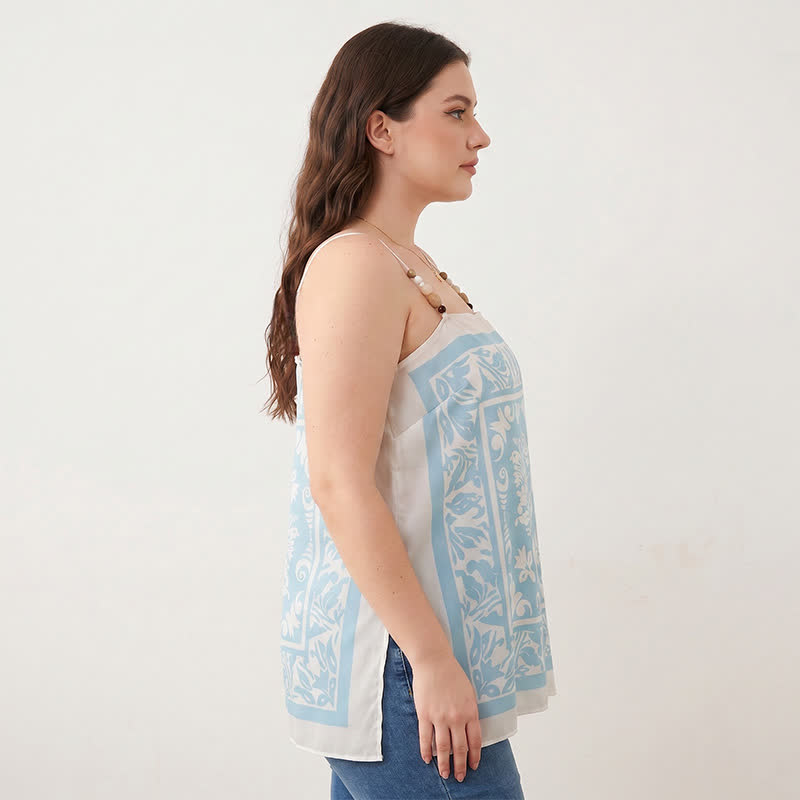 Plus Size Scarf Print Tank Top(2 Pieces) - image 3