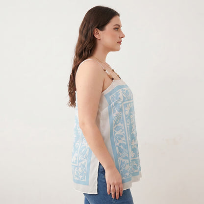 Plus Size Scarf Print Tank Top(2 Pieces) - image 3