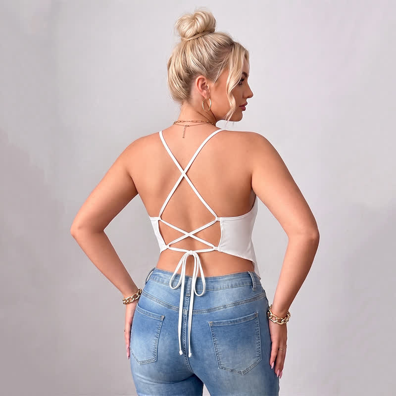 Plus Size Open Back V Neck Tank Top - image 2