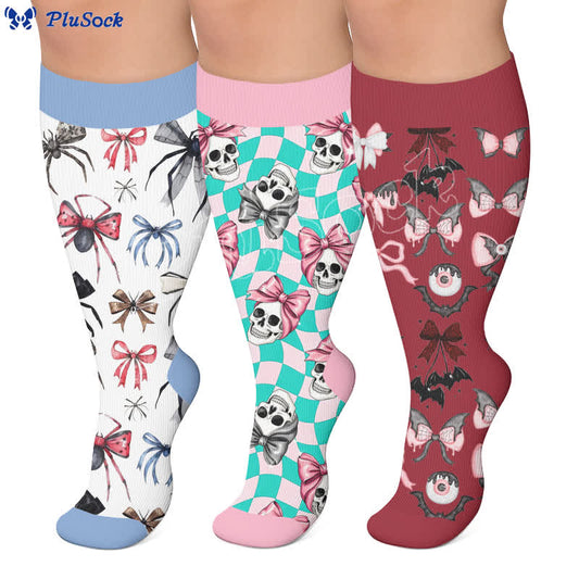 Plus Size Bat Bow Tie Compression Socks - image 0