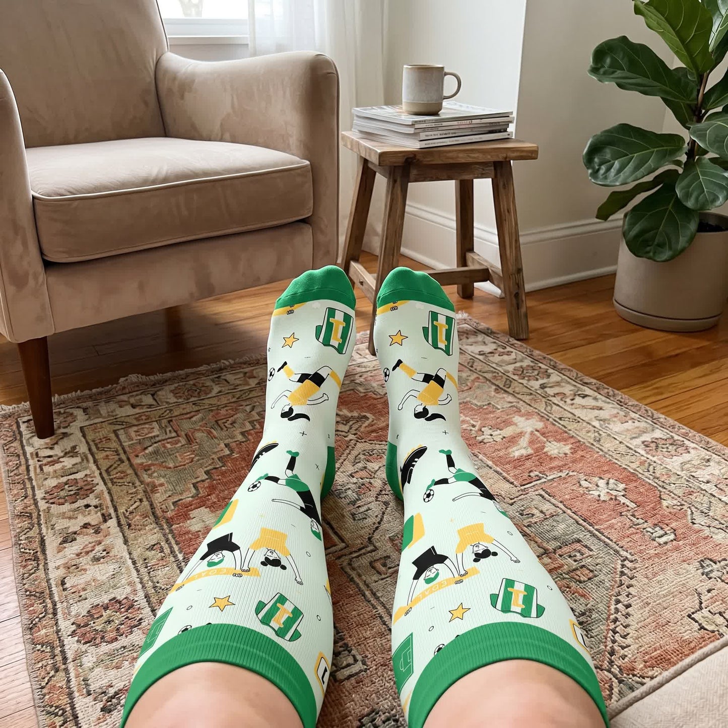 Plus Size Sport Soccer Print Compression Socks - image 3