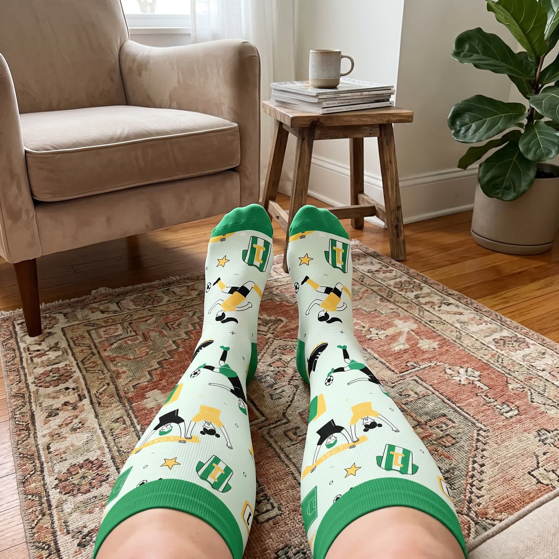 Plus Size Sport Soccer Print Compression Socks - image 3