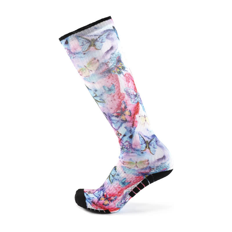 Bamboo Floral Butterfly Compression Socks - Purple - EU36-40(US3-7) - image 2