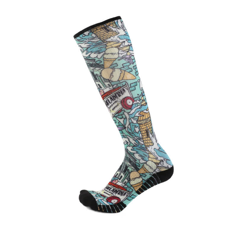 Bamboo Floral Butterfly Compression Socks - Blue - EU36-40(US3-7) - image 3