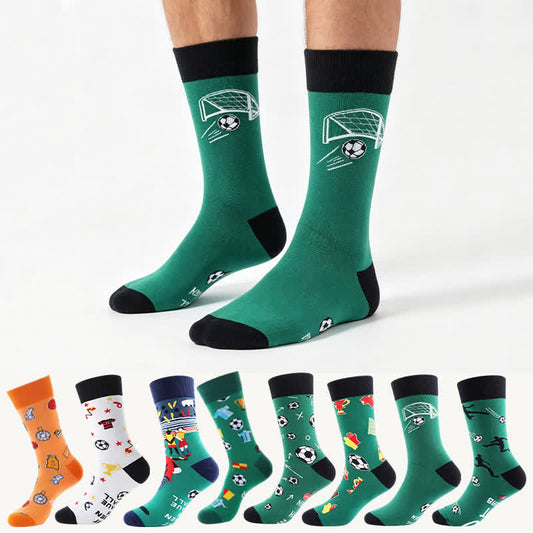 Funny Soccer Print Quarter Socks(3 Pairs) - F+G+H - EU39-43(US6-9) - image 0