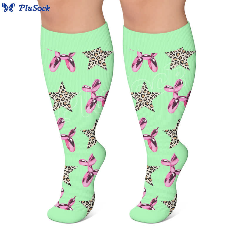 Plus Size Floral Leopard Compression Socks - image 2