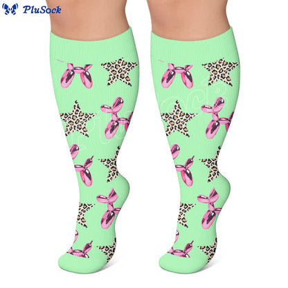 Plus Size Floral Leopard Compression Socks - image 2