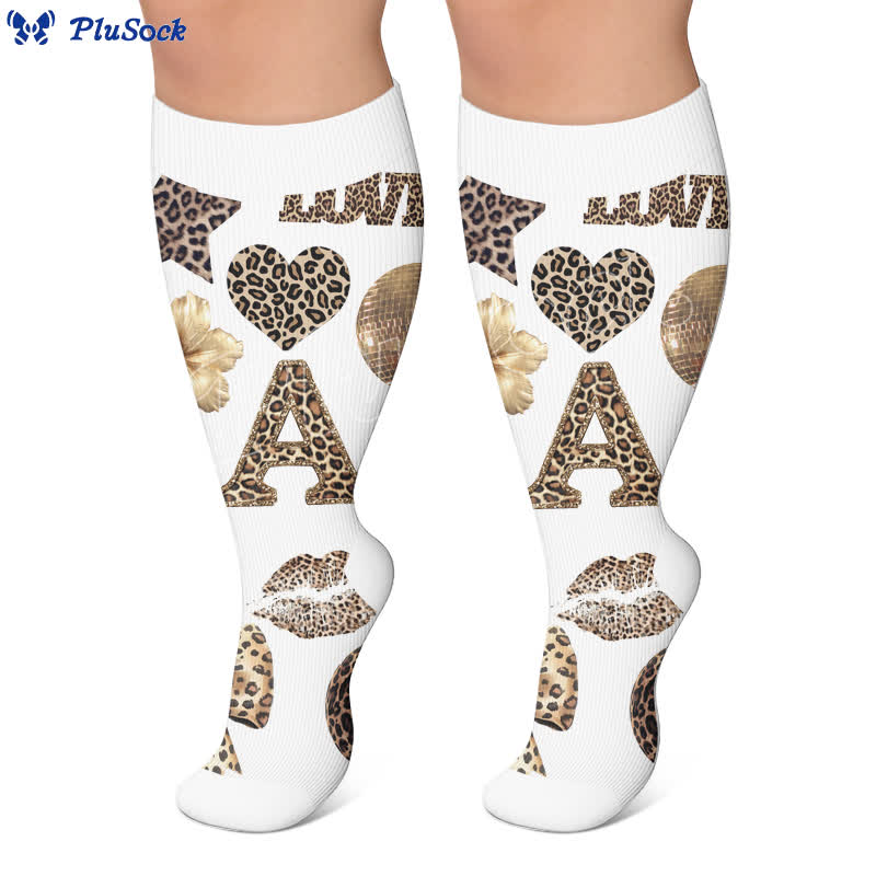 Plus Size Floral Leopard Compression Socks - image 3