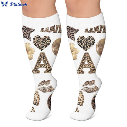 Plus Size Floral Leopard Compression Socks - image 3