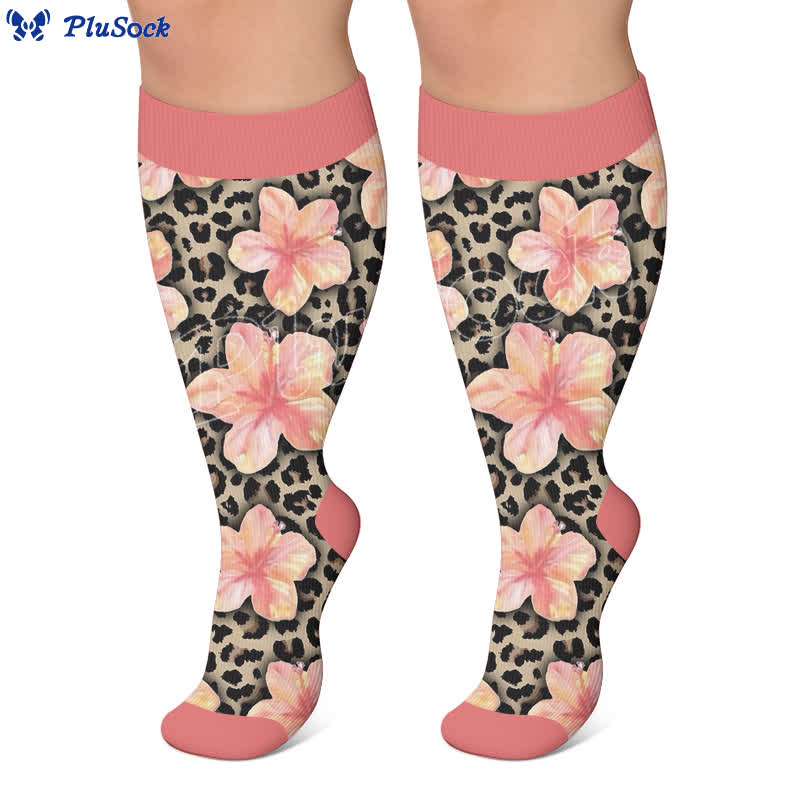 Plus Size Floral Leopard Compression Socks - image 4