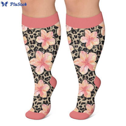 Plus Size Floral Leopard Compression Socks - image 4