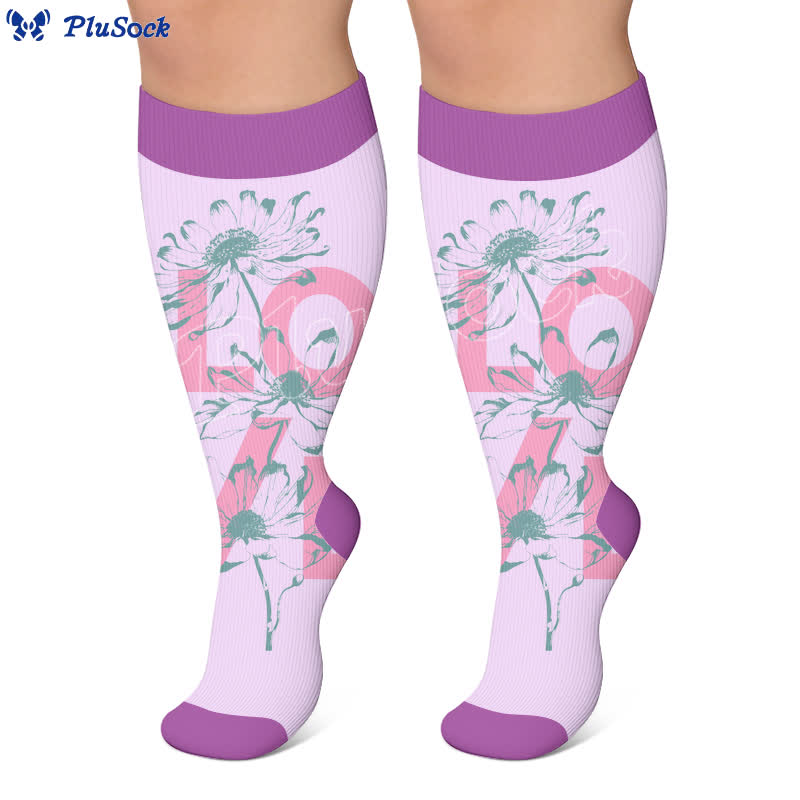 Plus Size Floral Letter Compression Socks - image 3