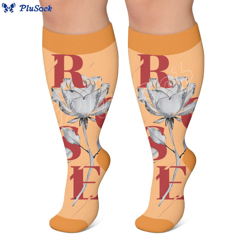 Plus Size Floral Letter Compression Socks - image 2