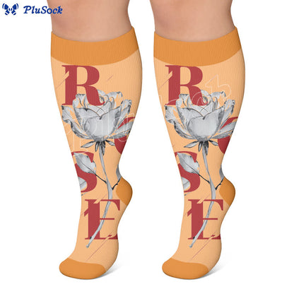 Plus Size Floral Letter Compression Socks - image 2