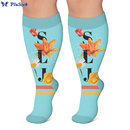Plus Size Floral Letter Compression Socks - image 4