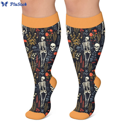 Plus Size Pumpkin Skull Compression Socks - image 2