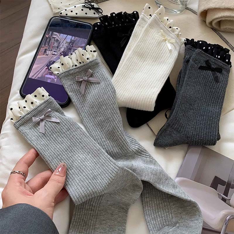 Sweet Ruffle Ribbed Socks(4 Pairs) - image 5