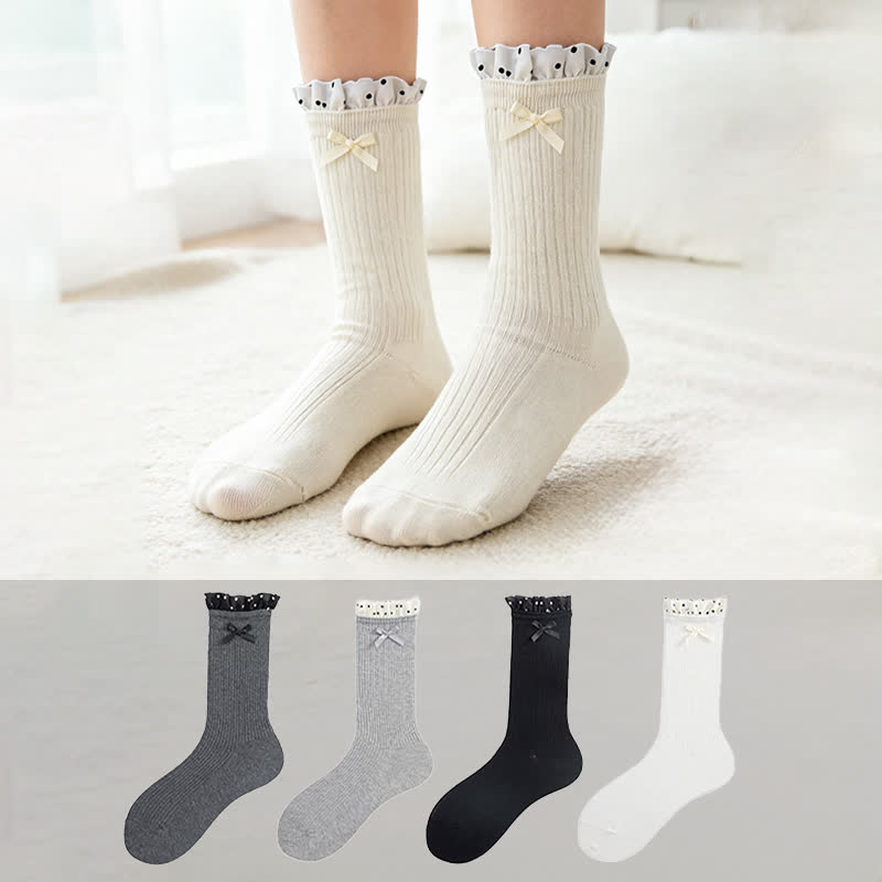 Sweet Ruffle Ribbed Socks(4 Pairs) - image 0