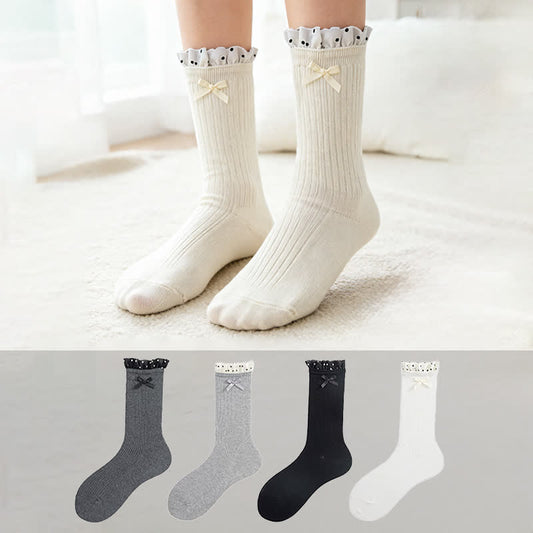 Sweet Ruffle Ribbed Socks(4 Pairs) - image 0