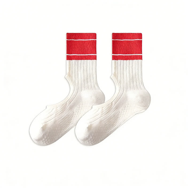 Open Instep Bow Grip Socks(2 Pairs) - Red - EU35-40(US2-7) - Without Ribbon - image 15