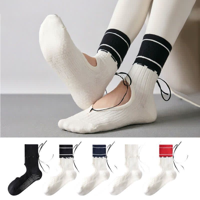 Open Instep Bow Grip Socks(2 Pairs) - image 0