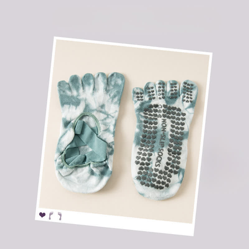 Tie Dye Five Toe Grip Socks(2 Pairs) - Green - EU36-42(US3-8.5) - image 8