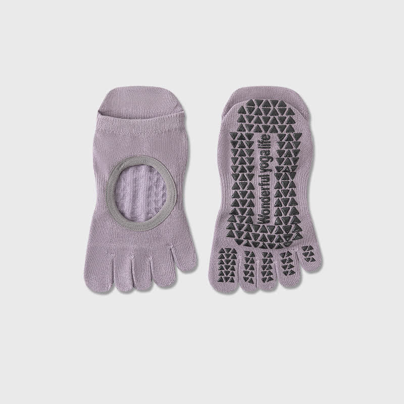 Five Toe Yoga Grip Socks(2 Pairs) - Purple - EU35-40(US2-7) - image 10