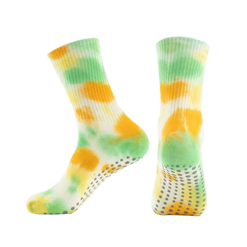 Tie Dye Yoga Grip Socks(2 Pairs) - Green - EU38-42(US5-8) - image 8