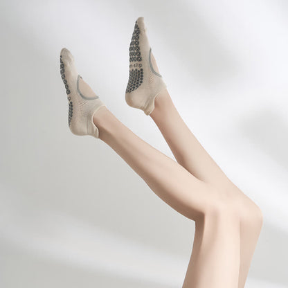 Pilates Non Slip Grip Socks(2 Pairs) - Beige - EU35-41(US2-7.5) - image 4