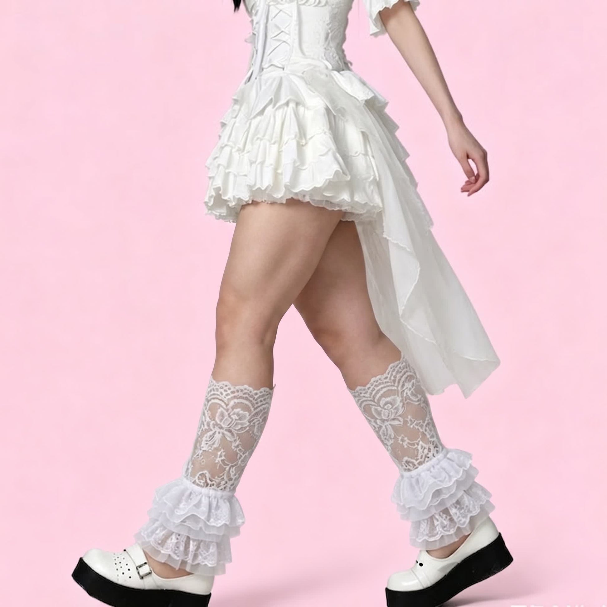 Gothic Lace Ruffle Crew Socks(2 Pairs) - image 1