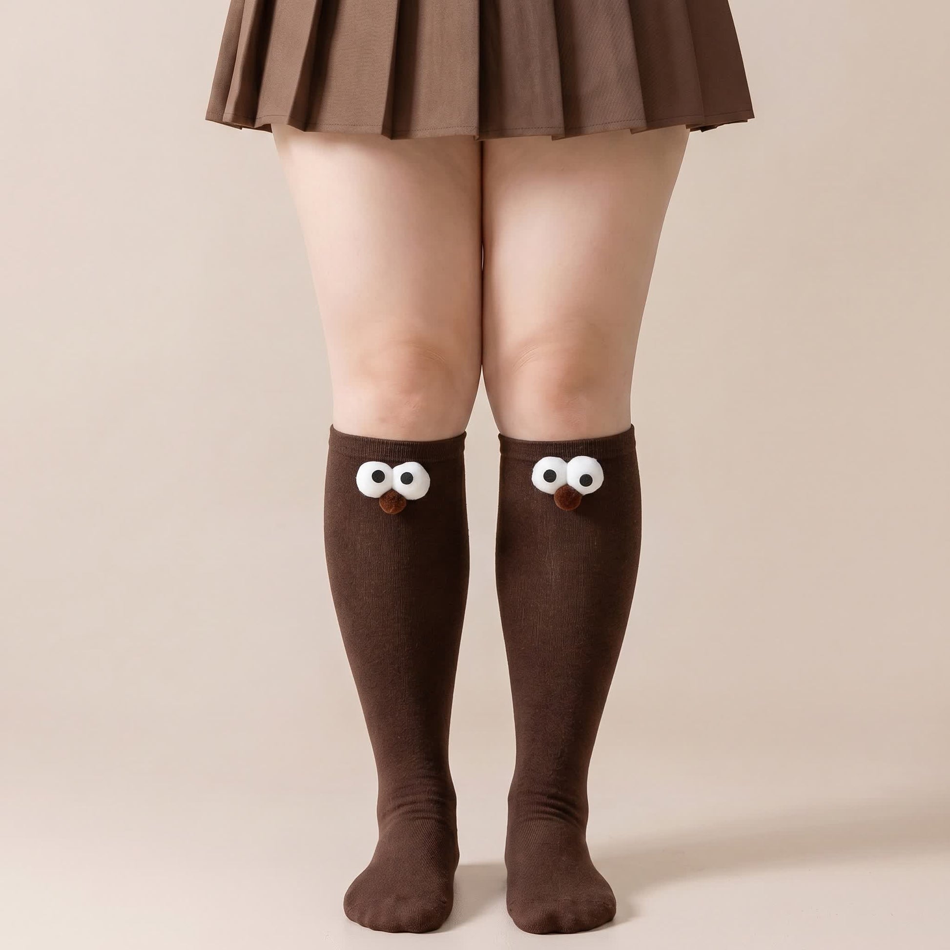 Cute Animal Knee High Socks(4 Pairs) - Coffee - EU34-40(US1-7) - image 1