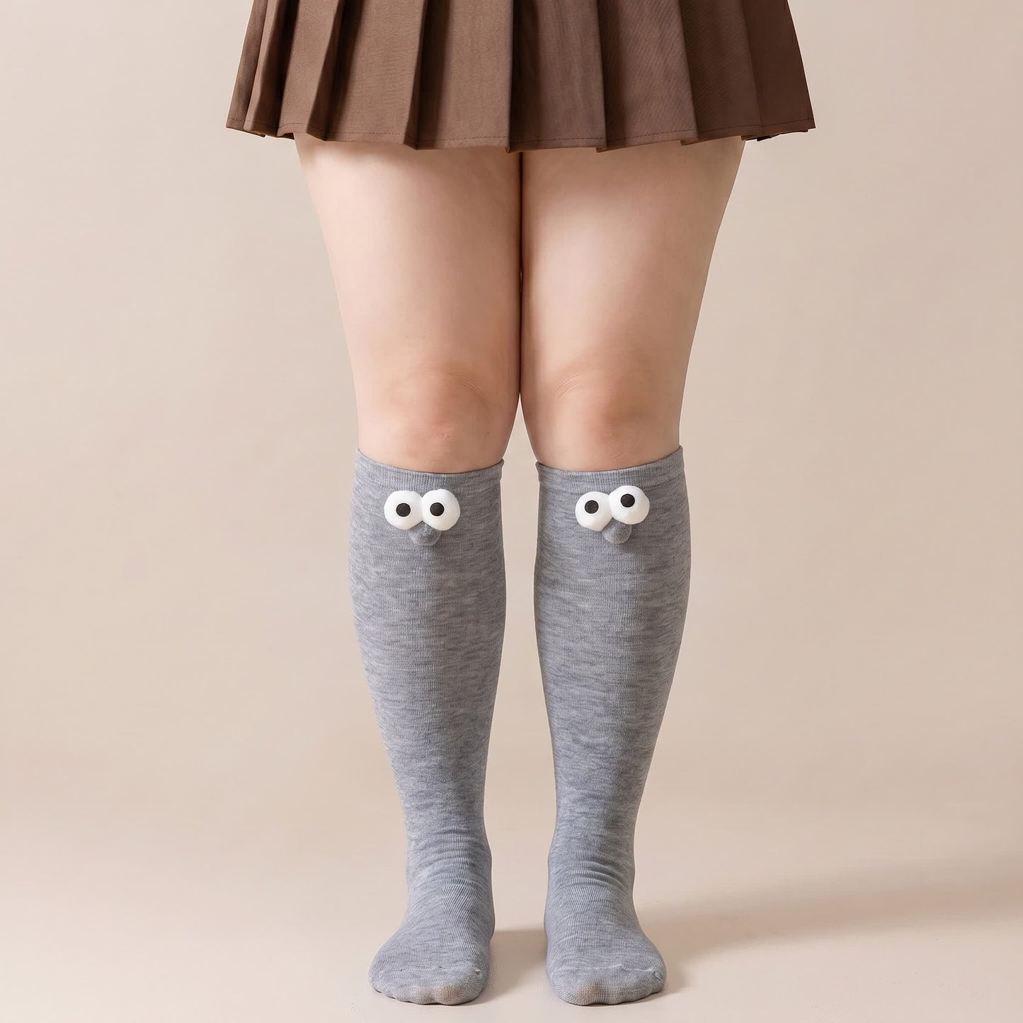 Cute Animal Knee High Socks(4 Pairs) - Light Gray - EU34-40(US1-7) - image 4