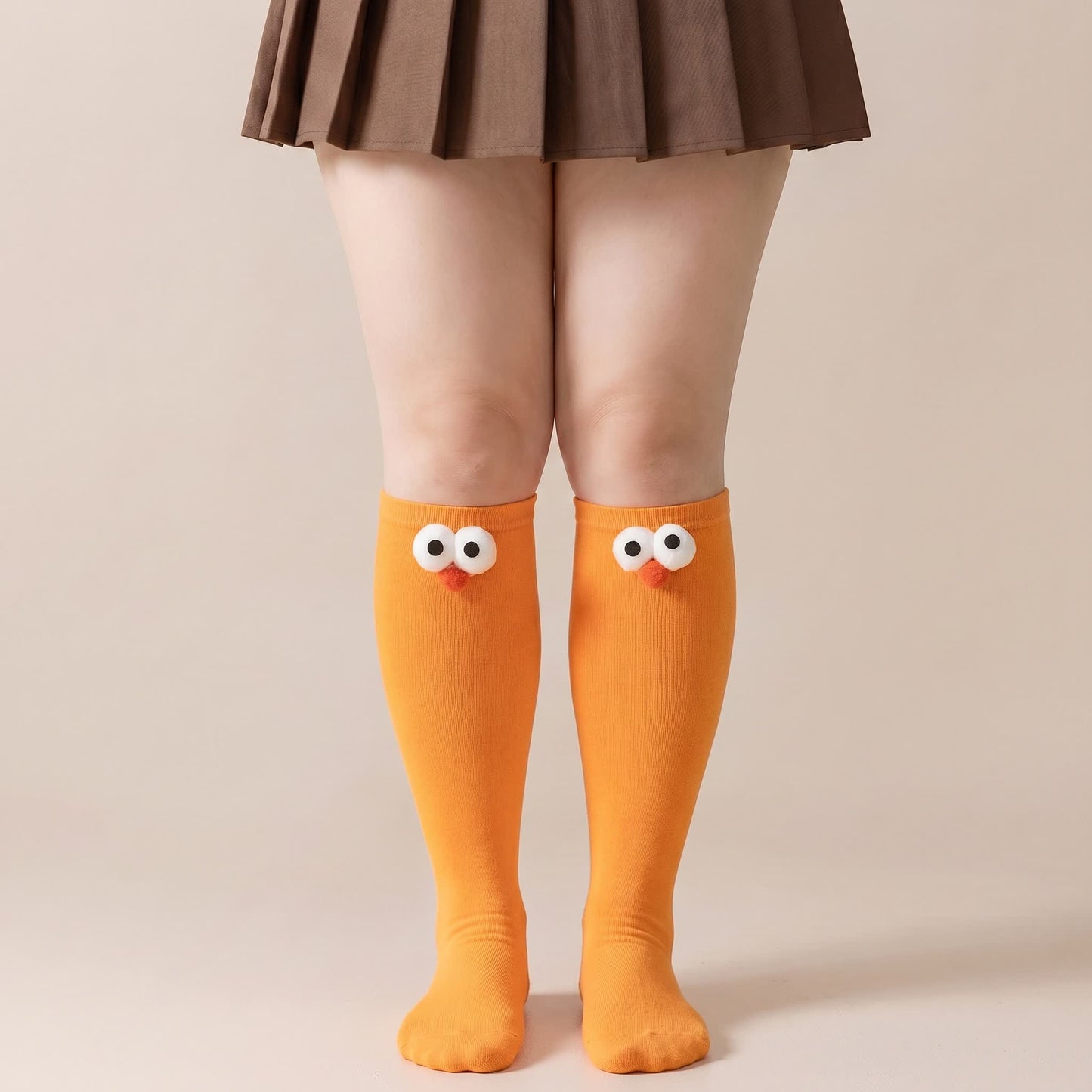 Cute Animal Knee High Socks(4 Pairs) - Orange - EU34-40(US1-7) - image 2