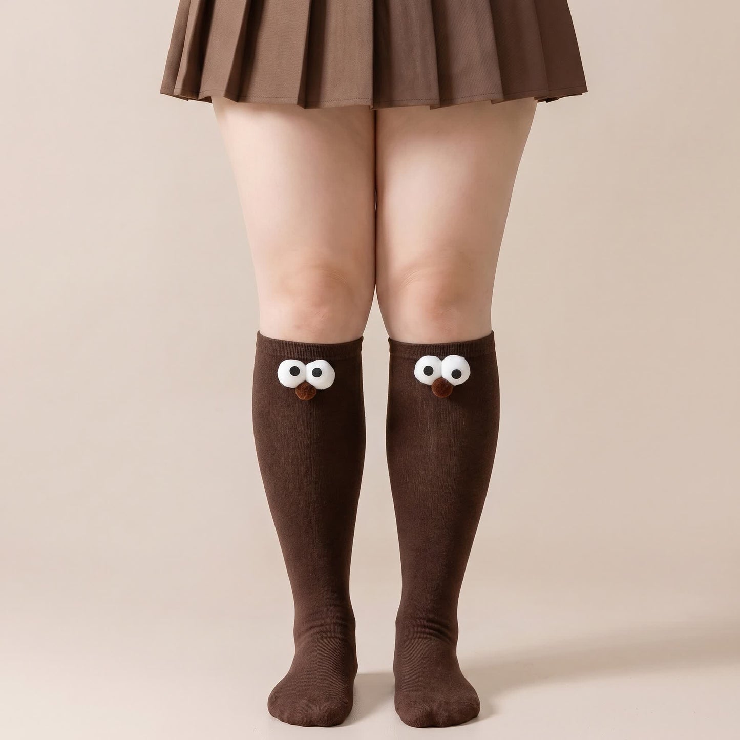 Cute Animal Knee High Socks(4 Pairs) - Coffee - EU35-40(US2-7) - image 1