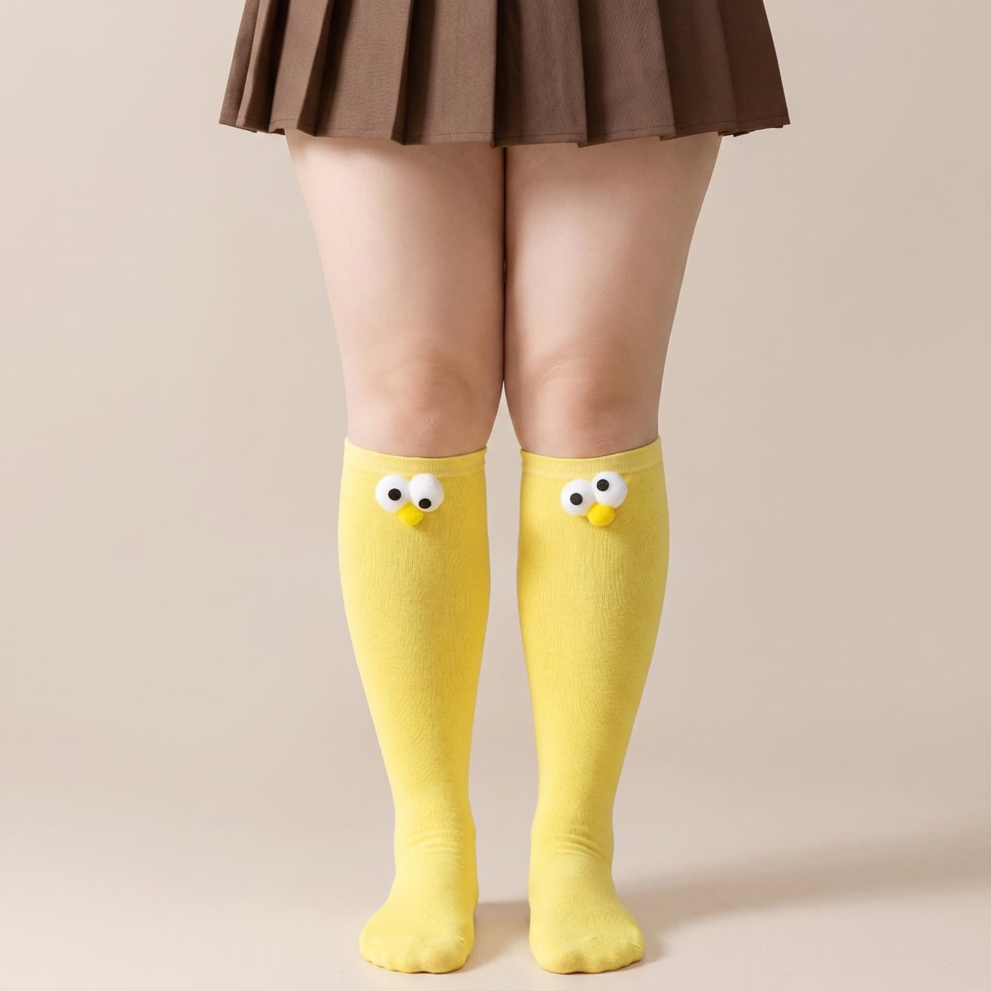 Cute Animal Knee High Socks(4 Pairs) - Yellow - EU35-40(US2-7) - image 5