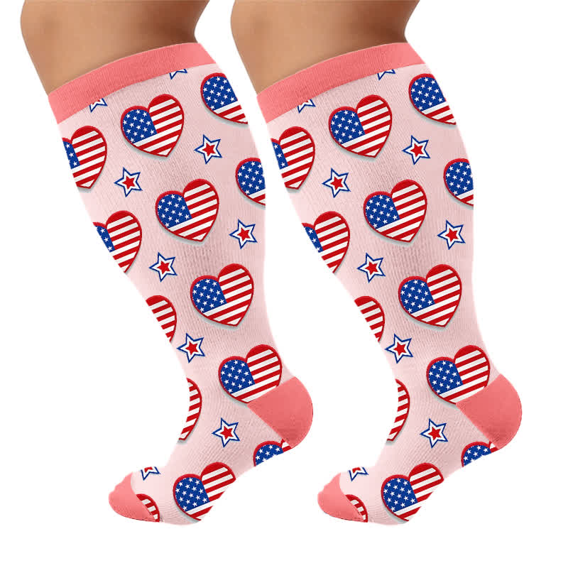 Plus Size Free America Compression Socks - Pink(1 Pair) - 4XL - image 8