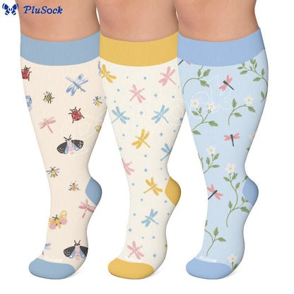Plus Size Pastel Garden Compression Socks - image 0