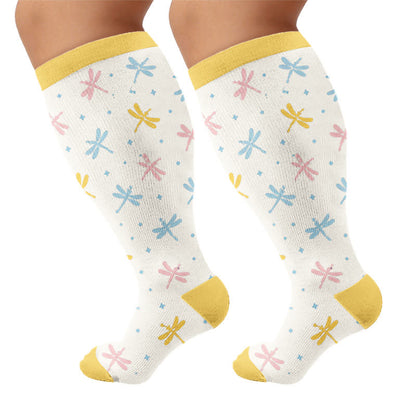 Plus Size Pastel Garden Compression Socks - Beige(1 Pair) - 4XL - image 10