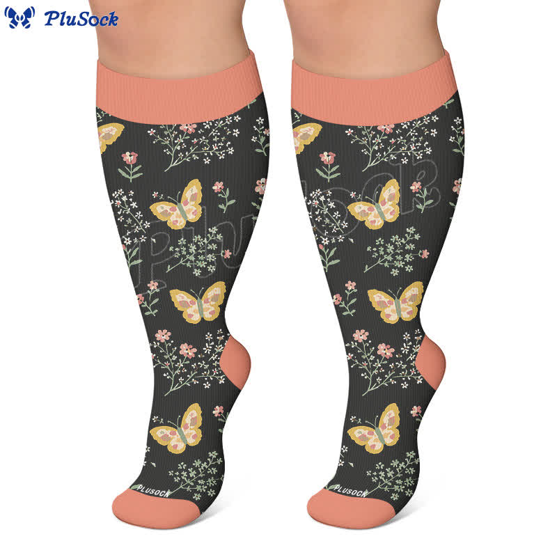 Plus Size Dreamy Cats Butterfly Compression Socks - image 7