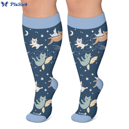 Plus Size Dreamy Cats Butterfly Compression Socks - image 5