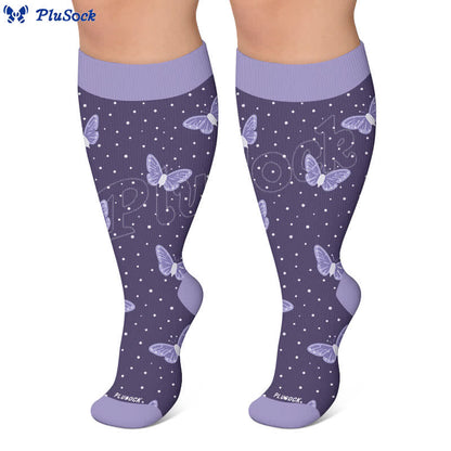 Plus Size Dreamy Cats Butterfly Compression Socks - image 6